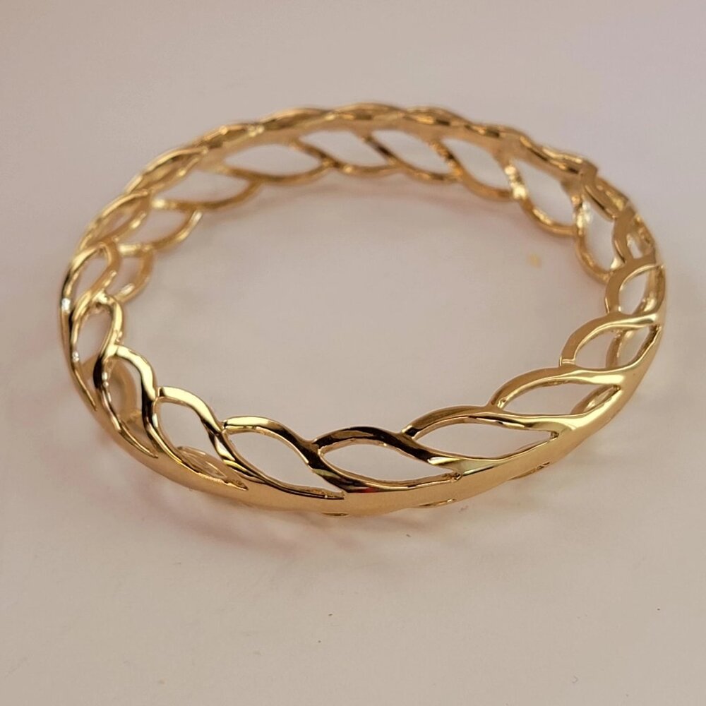 Signed Butler FAC Gold tone Cut Out Bangle Bracelet